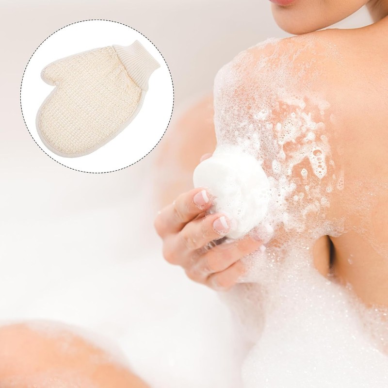 Guantes de Baño de Sisal Beige de Doble Cara para