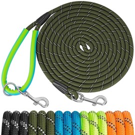 XiaZ 10FT Training Leash for Dogs, Nylon Rope Dog Leash with 2 Swivel Hooks and Comfortable Padded Handle, Cat Puppy Leash Lead for Small Medium Large Dogs Training, Playing, Camping, or Backyard