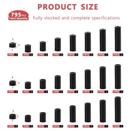 Dana Fred Outlet Spacers for Electrical Box,24 Sizes Rubber Washers for M3m4m5 Screws,Black Round Spacer Non-Threaded Plastic Standoff Hardware Assortment Kit