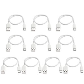 Short USB to USB C Cable 1ft 10-Pack, Small Phone Charger Cord Type C White