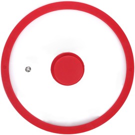 Silicon Glass Lid for Pot,Pan,Skillet Fits 8"(20CM) Cookware Silicon lid Dishwasher Safe, Replacement Lid Vented Tempered Glass with Heat Resistant Silicone Rim By HR Huare Technology, Red,1 Pack…