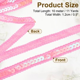 uxcell 11 Yard Sequins Trim Ribbon 0.5 Inch Sequin Gimp Braid Trim Spangle Flat Sequins Paillette Fabric Flat Trims Strips for Crafts Sewing Clothes Home Party Decoration, Light Pink