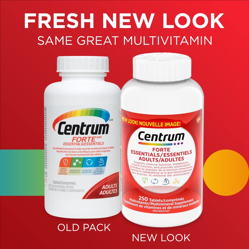 Centrum Adult Forte Essentials Mulitvitamins/Minerals Supplement for Men & Women,