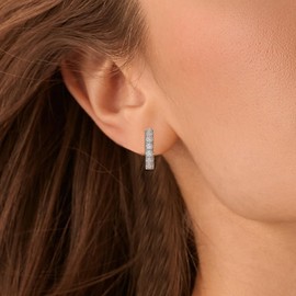 Sterling Silver Open Hoop Earrings for Women Hypoallergenic Cubic Zirconia Half Hoop Earrings Sparkly Jewelry Gift for Wife Sister