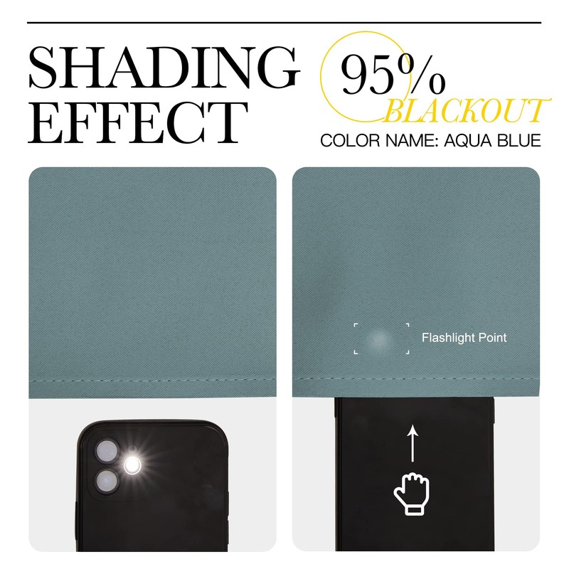 NICETOWN Modern Greyish Blue Blackout Curtains Noise Reducing, Thermal Insulated