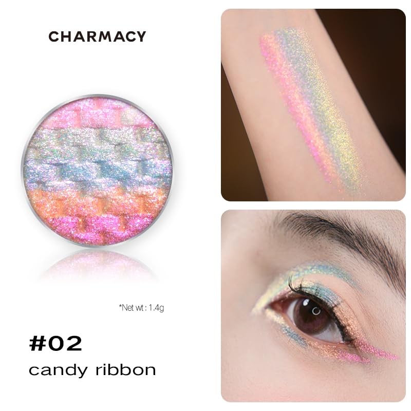 CHARMACY Paleta De Sombras De Ojos Chameleon Diamond Rainbow, Iluminador