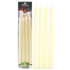 Ner Mitzvah White Beeswax Passover Seder Candles - 12 Hour Burn Time - Tall Beeswax Candles - Pack of 4 Bee Wax Taper Candles