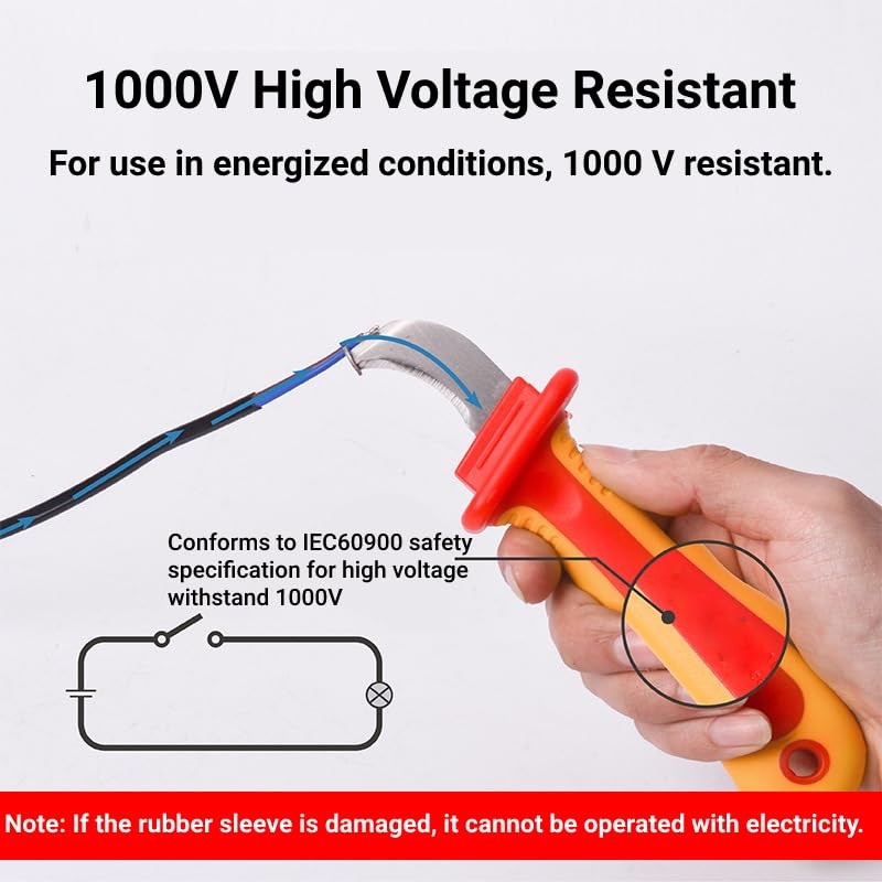 1000V Insulated Dismantling Knife Insulated Electricians Cable Stripping Knives with