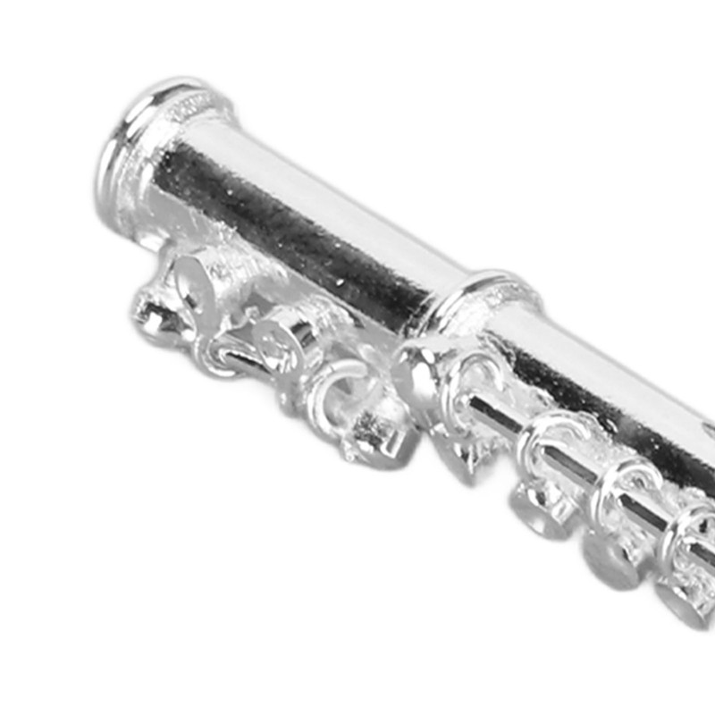 Silver Flute Brooch Miniature Musical Instrument Lapel Brooch Pin with