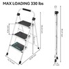 Step Ladder, Folding Step Stool with Wide Anti-Slip Pedal, Sturdy