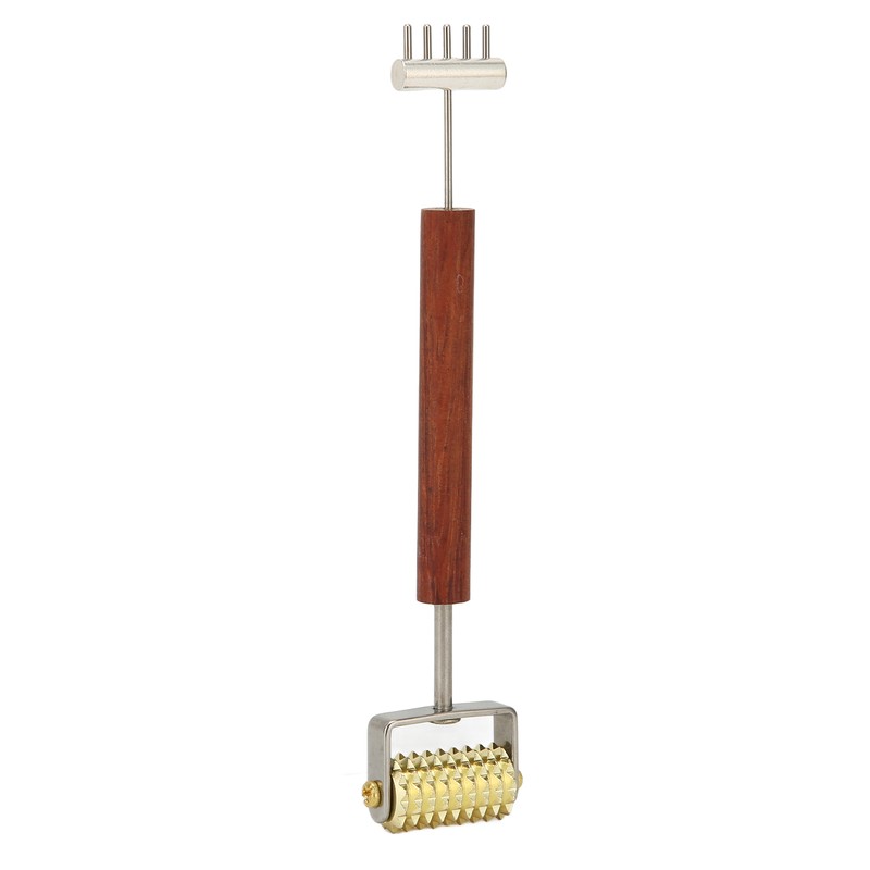 Face Massage Roller Copper Wooden Handle Promote Blood Circulation Double