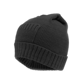 The Vintage Year Trendy Warm Wool Blend Knitted Pocket Cuff Beanie (Black)