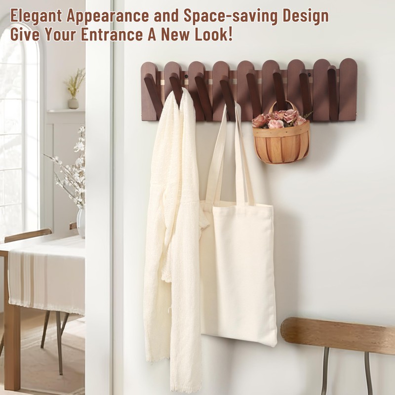 KYIAANY Wall Coat Rack for Entryway: Wooden Modern Heavy Duty