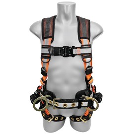 Frontline 100RCTB Combat™ Reflective Construction Full Body Harness with Tongue Buckle Legs and Trauma Straps | 5 Points of Adjustability | OSHA & ANSI Compliant (Size: S)
