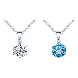 MICSAVI Necklaces with Pendant Solitaire Cubic Zirconia 925 Sterling Silver Necklaces for Women Girls Necklace Jewellery, Sterling Silver Zirconia Sterling Silver, Cubic Zirconia