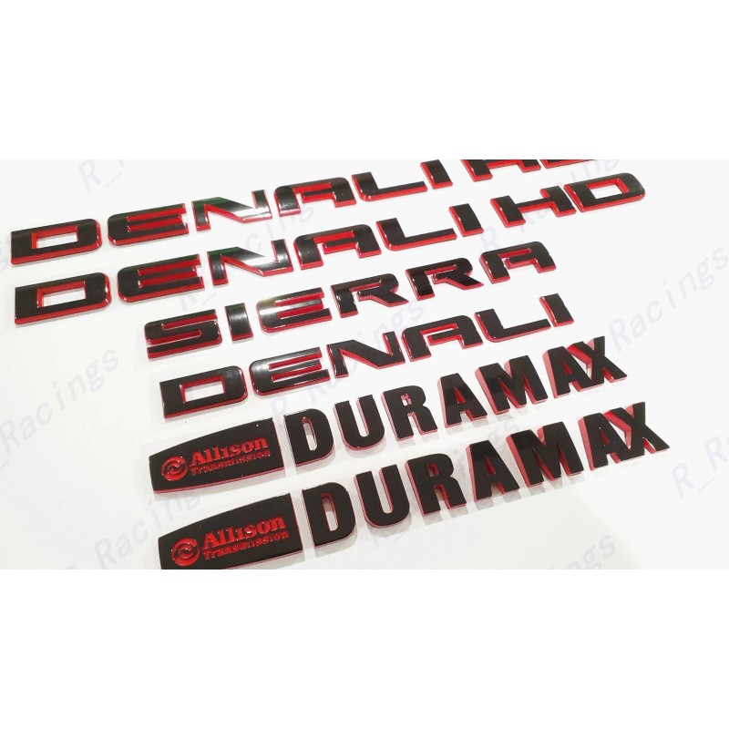 Auto 6PCS 11-19 Gloss Black Red GMC Sierra Denali Duramax
