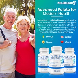 FolateMaxx L-Methylfolate 15mg, 120 Capsules – Doctor Formulated Methyl Folate Supplement for Women & Men – High Potency 5-MTHF for Energy, Mood & Focus – Non-GMO, Gluten-Free (4-Month Supply)