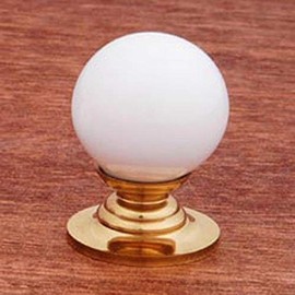 R.K. International CK 308 Rki - White Porcelain Brass Knob Polished Brass