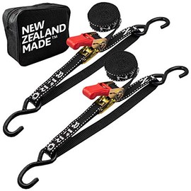 Boat Tie Down Straps to Trailer | Boat Transom Tie Down Straps Made in New Zealand with Superior Strength of 2,400lbs UV Treated | 1" x 4’ Heavy Duty Ratchet Boat Straps Trailer Tie Down (Pack of 2)