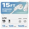 EP Cable de extensión de enchufe plano de 15 pies,