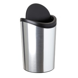 TATAY Bathroom Waste Bin with Tipping Lid, 6L Capacity made of Polypropylene, BPA Free, Metallic, Measures 19 x 19 x 28 cm