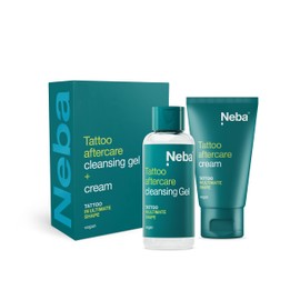 NEBA Tattoo Pflege 2er Set - Tattoo Creme Frisches Tattoo 50 ml & Tattoo Waschgel 100 ml - Tattoo Care - für Frische Tattoos geeignet - Vegan - Sanfte Tattoo Feuchtigkeitspflege