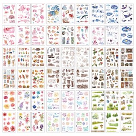 Luabue 54pcs Scrapbooking Stickers Decoration Stickers in Various Patterns Stickers for Scrapbook Notebook Diary Photo Album Calendar DIY Decoration Bullet Journal