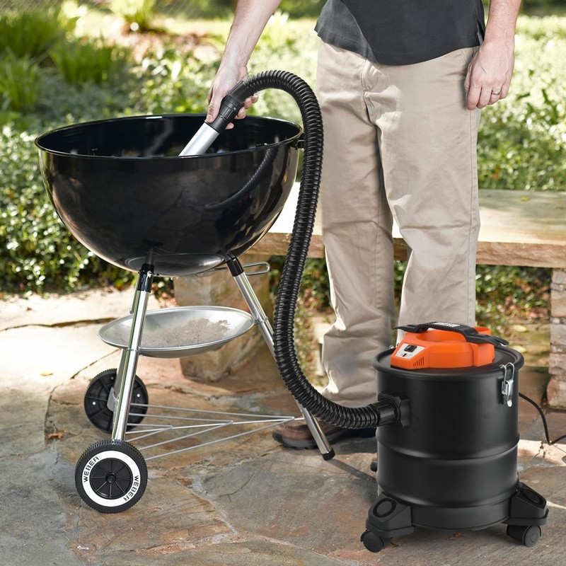 LIGO Ash Vacuum 1000W 15L,Double Filtration, with 3 Swivel Casters,Blowing