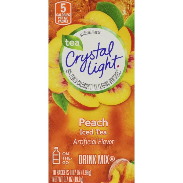 Crystal Light On The Go Peach Tea, 10-Count Boxes (Pack of 4)