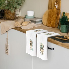 Pugwak Funny Octopus Kitchen Dish Towels 16x24 Inch Set of 2, Vintage Nautical Beachy Ocean Animal Decor, Humorous Octopus Decorative Hand Towel Tea Towels for Kids Nursery Bathroom