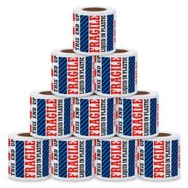 Hylabelest 3×5 Inch Fragile This End Up Stickers Liquid in Plastic Do Not Cut Shipping Labels - 100 Stickers Per Roll(10 Rolls)