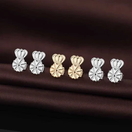 DELECOE Earring Lifters Hypoallergenic Earring Backs for Droopy Ears Adjustable 14K Gold Plated Secure Earring Backs Repacements for Heavy Studs Droopy Earrings (Gold&Silver)
