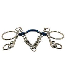 Bello-Equine Polo Ported Mouth Pelham Blue Sweet Iron - 130mm (Polo - Ported Mouth Blue Sweet Iron)