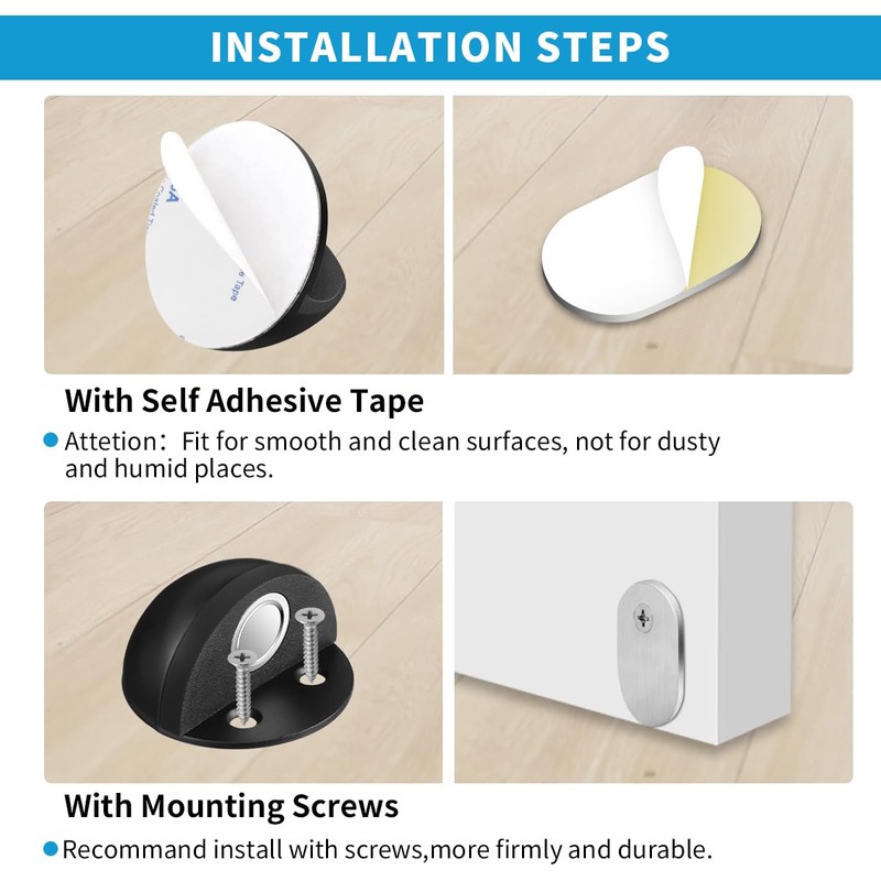 HUTLON Door Stops 2 Pack, Magnetic Door Stopper, Self Adhesive,