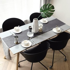 CALIYO Table Runner, Velvet Table Runner, Modern, Washable, Elegant Table Runner, Grey for Coffee Table, TV Counter Indoor and Outdoor Table Decoration (240 x 32 cm, Grey)