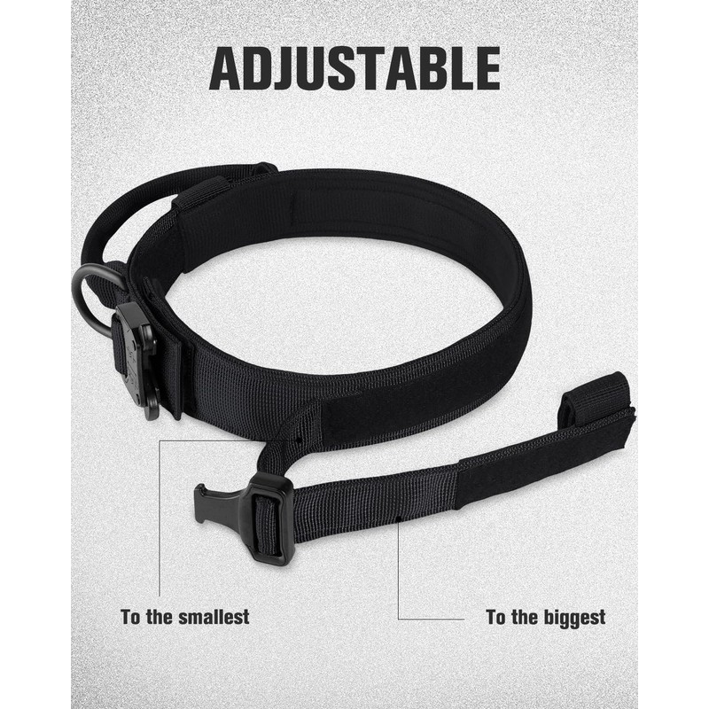 Joytale Tactical Dog Collar with Handle, Adjustable Heavy Duty Military