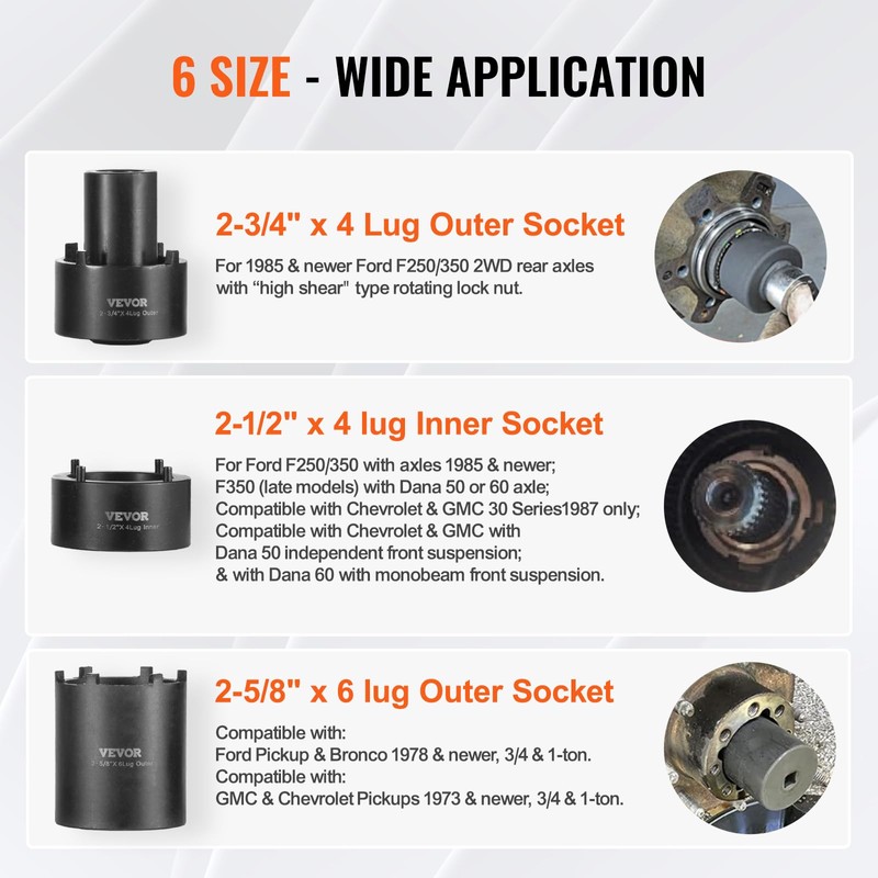 VEVOR Spindle Nut Socket Tool Kit - 1/2 inch Drive