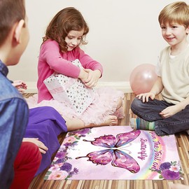 BBUP Butterfly Party Games - Pin The Tail on Butterfly Birthday Party Game Butterfly Poster with 24pcs Tails Sticker and 1 Eye Mask Butterfly Party Supplies