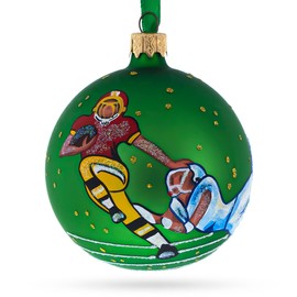 American Football Blown Glass Christmas Ornament 3.25 Inches