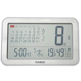 CASIO IDC-800J-8JF Wall Clock, Radio, Silver, Digital, Rokuyo, Temperature, Humidity, Calendar, Display