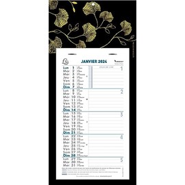 Exacompta - 33243E - Monatskalender mit abreißbaren Monatsblättern 13 x 23 cm - auf bedruckter Ginkgo-Platte 16 x 33 cm - 2024 - verschiedene Motive