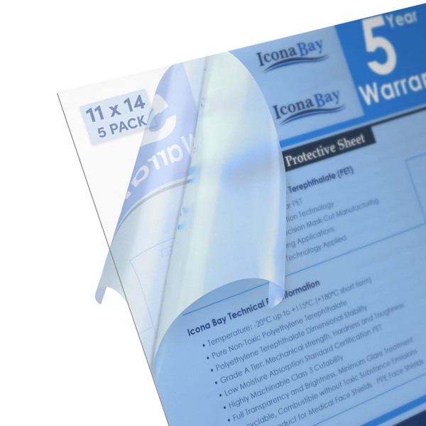 Icona Bay PET Plexiglass, Thin & Flexible Plastic Sheets (11x14