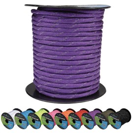 West Coast Paracord Reflective 550lb Paracord – 7 Strand Type III Tactical Parachute Cord for Hiking, Camping, and Fishing – Reflective Acid Purple (50 ft)