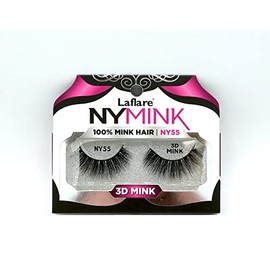 Laflare 3D NY Mink Eyelashes, 100% Real Mink Hair Lashes, Luxury Makeup, Natural, Light, Trendy, Variety, Reusable, Multi layered Real Mink Hair Lashes (NY55)
