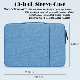 ProElife 13 Inch Laptop Sleeve for MacBook Neo, Retractable Handle, Blue