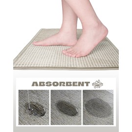 Hargiis Kitchen Mat, Rubber Non-Skid Kitchen Rugs Washable, Absorbent Runner Mat for Floor, Machine Washable Standing Mats for in Front of Sink, Door, Laundry, Entrance, Home (Flaxen, 47"×17")