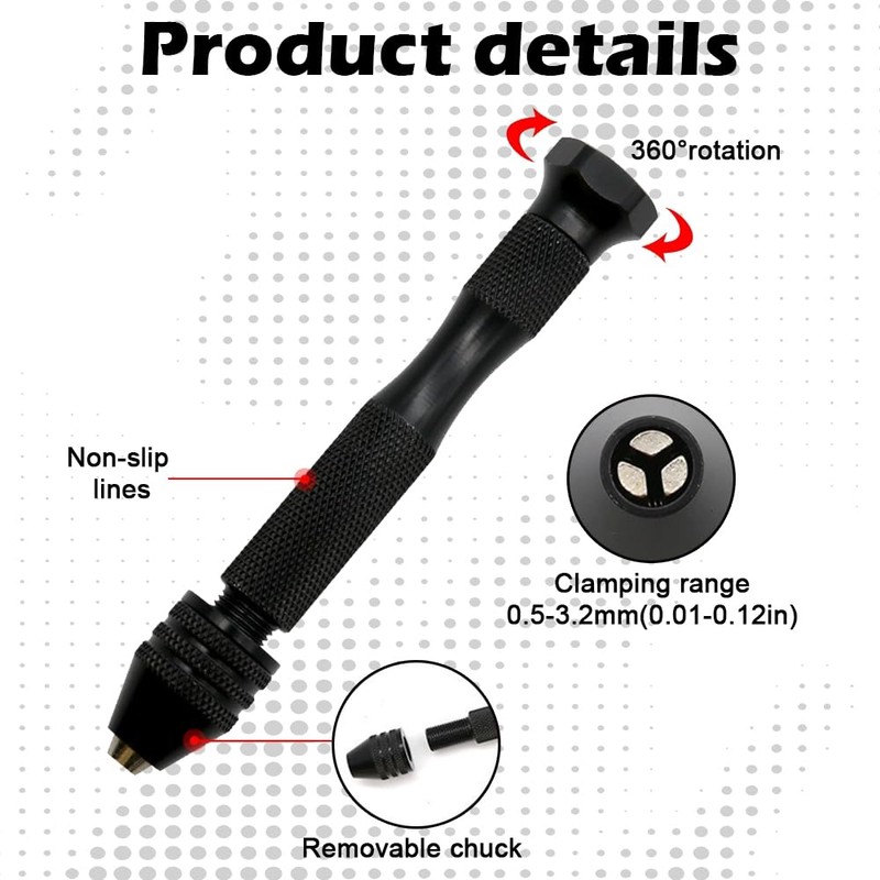 26-Piece Precision Pin Vise Hand Drill Set, Mini Hand Drill