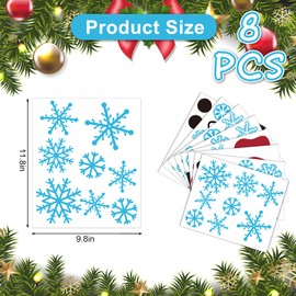 AnyDesign Christmas Door Stickers Snowman Let It Snow Decals Large Mural Stickers for Winter Xmas Home Refrigerator Wall Window Decor, 9.8 x 11.8 Inch, 8 Sheets