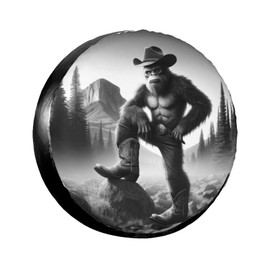 Cowboy Bigfoot Spare Tire Cover, Wheel Covers Tire Protector Weatherproof Dust-Proof Universal Fit for Rv Spare Tire Cover Trailer SUV Camper Vehicle 17 in