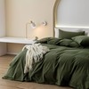JIYUAN 100% Washed Cotton Duvet Cover Set Comfy Simple Style